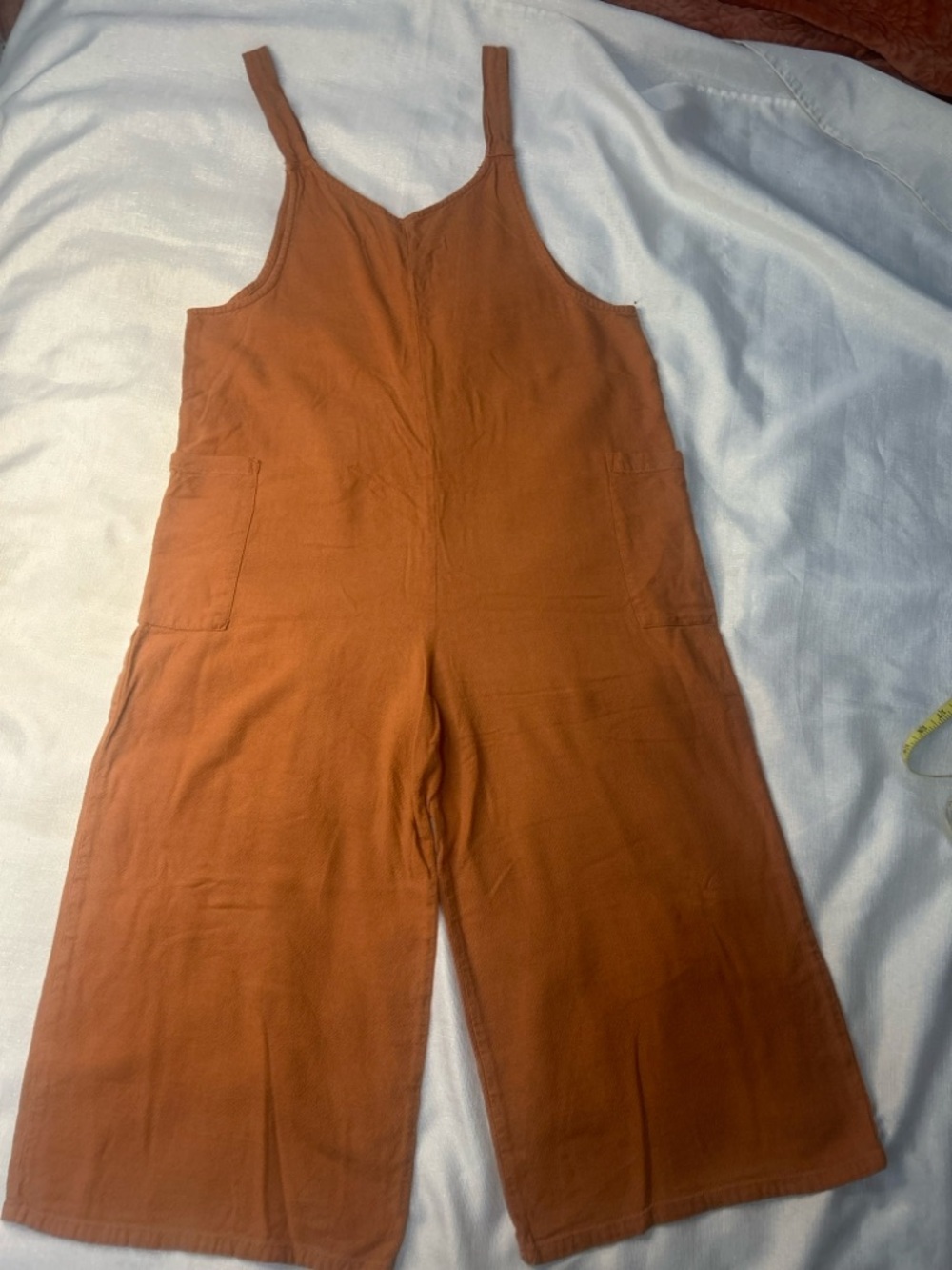 Sleeveless Rust Wide-Leg Romper Linen Blend Sz. M